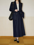 Suit Jacket Women's Double Buckle Twill Design Sense + Penetted Skirt Autumn Twill Retro Temperament Dress