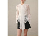 2026 Spring And Summer New Two Sets Of Yarn Lace Three-Dimensional Flower T-Shirt Wisdom Multi-Season Shirt