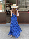 Beautiful Klein Blue Lattice Dress Women's Summer 2026 New Pure Sweet Spicy Wind Throwing Dress
