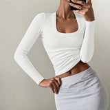 Dili Y2K Hottie Style Long-Sleeved Solid-Color Vest T-Shirt Women's Clothing 2025 Autumn And Winter