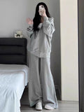 Lazy Casual Sports Suit Women 2026 New Autumn And Winter Loose Hooded Gray Leg Pants Two Sets