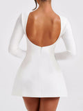Dili Elegant Wind Solid Long-Sleeved Short Dress Dress Women's Dress 2025 Autumn And Winter