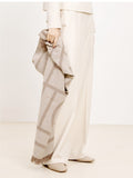 White Narrow Version Of Broad Leg Trousers With Wool Full Ributa Thick Old Money Wind High Waist Straight Trousers