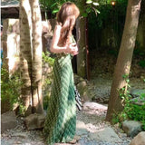 Vintage Fresh Green Lattice Dress Dress Woman 2025 New Gentle Temperament To Show Thin Back Dress