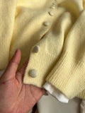 Gentle Wind High-Neck Single Buckle Soft Glutinous Sweater Coat Women's Spring And Autumn Dress New Korean Yellow Outerwear Knitted Open Shirt