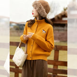 Ginger Tony High-Collar Women's Cardigan Jacket Loose Lazy And High-End Sweater Autumn And Winter New Thick Collar