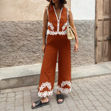 Dili 2025 Spring And Summer Leisure Holiday Wind Bomichian Geometric Trousers Suit Woman