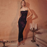 New Women's Temperament Sling Lace-Up Slimming Bag-Butyum Print Lace Dress In Autumn 2025