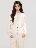 Autumn And Winter Thick Collar Knitted Cardigan High-End Inside Wearing Sweater Coat Loose Thin Sleeve Topess