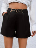Women's New Fashion Waist Metal Accessories Dress Five-Point Trouser Suit Shorts Trousers Trousers Women
