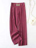 2025 New Solid Color Micro-Slung High Waist Lanky Trousers Slacks Wide Leg Pants Trousers Women