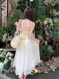 French Bare Back Hanging Neck Sling Dress Women's Summer 2026 New Sweet Temperament Seaside Holiday Chiffon Dress