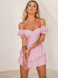 Exploding Cake Skirt Fashion Sexy One-Word Lantern Lotus Leaf Sleeve Casual Summer Women's Skirts