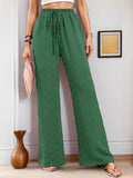 Women's New Casual Pocket Simple Tight Waist Draw Trousers Trousers Women