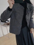 Fashionable Small Fragrant Milk Gray Surhai Esui Short Coat Female Spring And Autumn Temperament Simple Short-Sleeved Hair On The Top