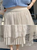 White Lace Dress Woman 2025 New Spring And Summer Temperament Long High-End Ponpong Mesh Dress A Word Umbrella Skirt