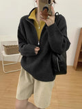 Klein Blue Fake Two Half Zipper Tie Sweater Women Autumn And Winter Design Unique To The Knitted Shirt Top