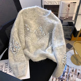 French Oceanic Heavy Industry Limei Round-Neck Sweater Women's New Small Cotical Loose Thin Knitted T-Shirts In Autumn And Winter