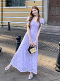 French Floral Short-Sleeved Dress Women 2026 Summer New Temperament To Show Thin Bubble Sleeve Tea Breaker Dress