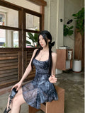 Summer Sling Dress Women Wear Thin Short Skirt Pure Hot Girl Cross-Dress Irregular Printing