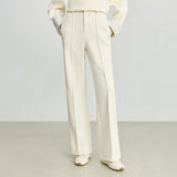 Winter Design Sense Stripe Fluttering Lead To Super Soft Plus Velvet Leisure Long Sleeves Long Sleeves Of White Sweater + Straight Through Pants Woman