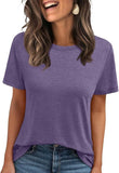 2025 Women's Round Neck New Casual Loose Solid Color Short-Sleeved T-Shirt