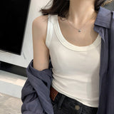 Anti-Walking Shading Lactose Thread Wide Shoulder Sling Vest Women Wearing Repair Inside The Bottom White Blouse