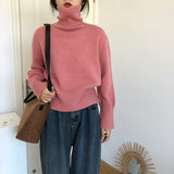 High-Necked Hooded Sweater Woman In The Autumn And Winter Of 2025 Lazy Wind Soft Glutinous Loose Pile Pile Knitted Bottom Shirt
