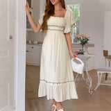 Dili Leisure Vacation Short Sleeve Simple Long Dress Dress Dress Women's Dress 2025 Summer