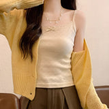 Lace Splicing Bottom Sling Sling Vest 2026 Spring New Suit With Bow Sexy Body