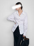 Cute Handsome And Retro Losing Female Boss Shirts Are Thin And High Waist Big Sharp Collar Shirt