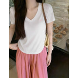 Korean Popular Dopamine Wearing Short-Sleeved T-Shirts For Women's Summer New Bow Embroidery Design Small Blouse