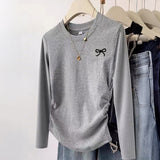 Dili Simple Holiday Solid Color Long-Sleeved Sweater T-Shirt Women's Clothing 2025 Autumn And Winter