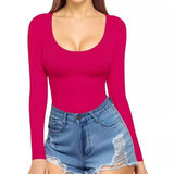 2025 Women's Low Round Collar Long Sleeve Sextender T-Shirt T-Shirt