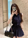 French Pure-Hearted High-End Shirt Dress Women Design Feel Waistless Vest Short Skirt Summer