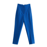 New Slim Slim Solid-Colored Folding Micro-Ply Straight Trousers Trousers Trousers Trousers