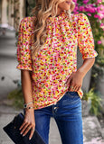 Dili Women's Clothing Shredded Flower Shirt Women 2026 Spring And Summer Vacation Short-Sleeved Top Petal Sleeve Design