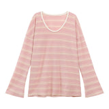 Relaxing Feeling Striped Long-Sleeved T-Shirt For Women 2026 Spring New Loose Lazy Chic Chic Tops