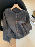 New Year's Christmas Red Button Love Sweater Coat Women's Autumn And Winter Loose Soft Han Knitted Open Shirt
