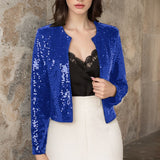 2025 Spring Burst Round Lead Long-Sleeved Sleeves Open-Colored Cardigan Casual Set Of Lightset Coat Woman