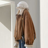 Two Sides Wearing Curry Velvet Jacket Women 2025 Winter New High-End Red Pop Girl Wool Coat Woman