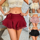 Dili 2025 Spring/Summer Short Skirt Women's Bohemia Leisure Vacation Solid Flower Half