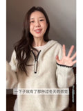 Lazy Design Hooded Sweater Female Jacket Head 2025 Autumn And Winter Soft Glutinous Loose Thick Knitted Jersey Top