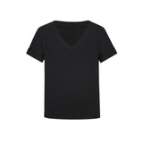 Short-Sleeved Women Summer Half-Sleeved Solid Dress Basic Sample Coat V Collar Loose Thin Shoulder T-Shirt Girl