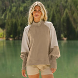 Hot Sales Women's Clothing Color Design Lantern Sleeve Half-High Collar Long Sleeves Casual Commuter Woman
