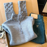 Direct Shop Recommended ~ Maillard Sweet Style Design High-Necked Long-Sleeved Knitted Sweater Autumn And Winter Half-High Collar Top