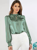 Spring 2025 New Elegant Solid Color Collar Long Sleeve With Straight-Shaped Set Of Front-Faced Women's Top Shirt Women