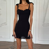 2025 Women's New Fashion Sexy Low-Chests Tie Slings Short Dress Women