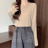 Soft Slimming Bottom Shirt Women Take Spring And Autumn 2026 New Solid-Color Simple Mask Long-Sleeved T-Shirt Loose Thin Top