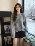 Irregular Design Feel Oat Color Knitted Sweater Women's New Autumn And Winter 2025 Unique Super-Looking Top